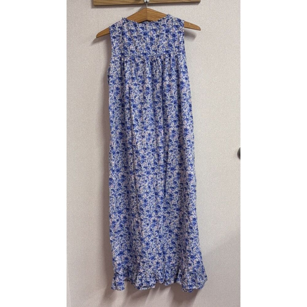 Eileen West Floral Cotton Nightgown Prairie Cottagecore Pintuck Lace Maxi Gown S - Picture 5 of 9